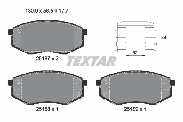 Handler.Part Brake pad set, disc brake TEXTAR 2518701 1