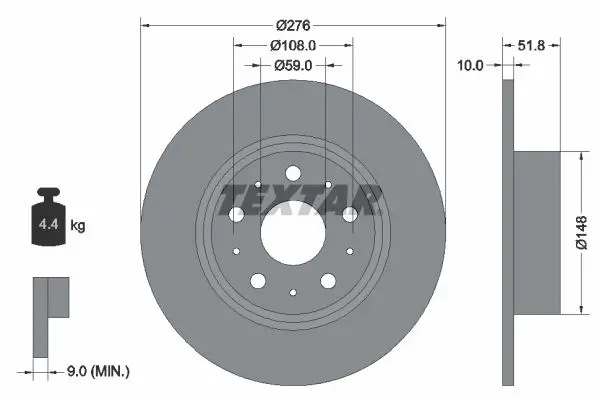 Handler.Part Brake disc TEXTAR 92095300 1