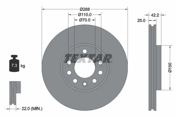 Handler.Part Brake disc TEXTAR 92075603 1