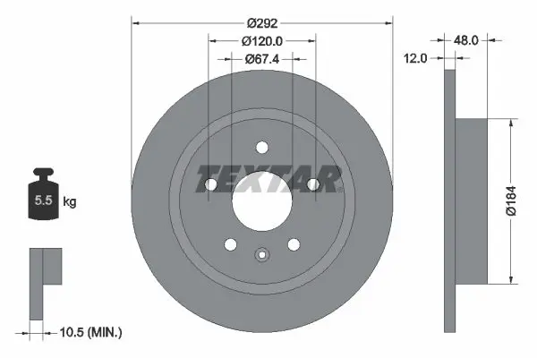 Handler.Part Brake disc TEXTAR 92222903 1