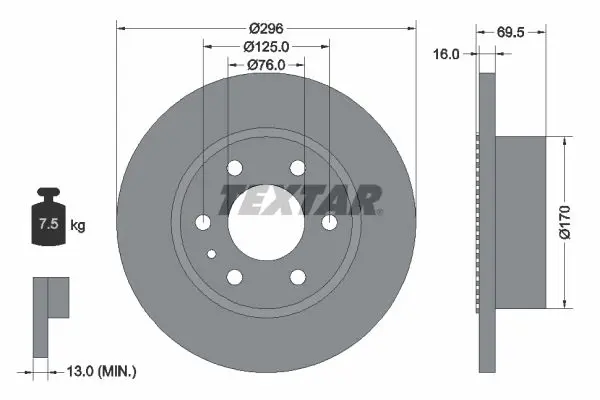 Handler.Part Brake disc TEXTAR 93177500 1