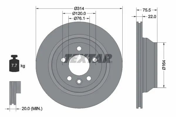 Handler.Part Brake disc TEXTAR 92121903 1