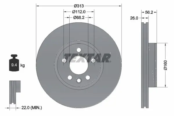 Handler.Part Brake disc TEXTAR 92109903 1