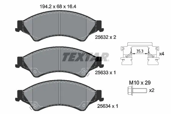 Handler.Part Brake pad set, disc brake TEXTAR 2563201 1