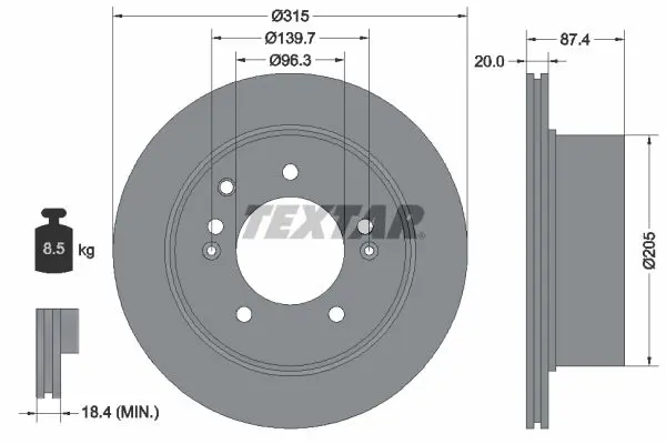 Handler.Part Brake disc TEXTAR 92147400 1