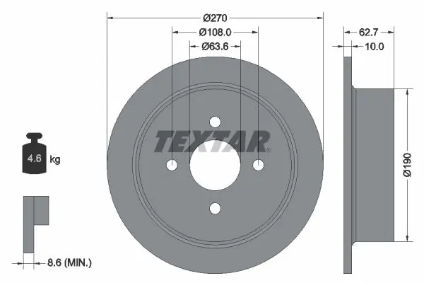 Handler.Part Brake disc TEXTAR 92064400 1