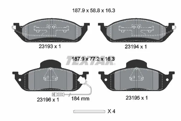 Handler.Part Brake pad set, disc brake TEXTAR 2319303 1