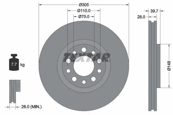 Handler.Part Brake disc TEXTAR 92145003 1