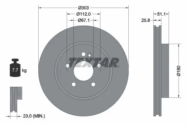 Handler.Part Brake disc TEXTAR 92089903 1