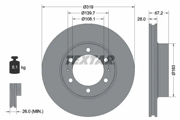 Handler.Part Brake disc TEXTAR 92230403 1