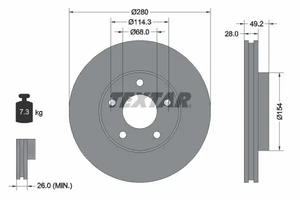 Handler.Part Brake disc TEXTAR 92109403 1