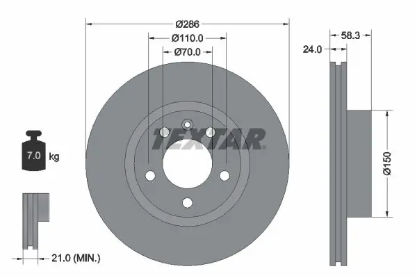 Handler.Part Brake disc TEXTAR 92066903 1