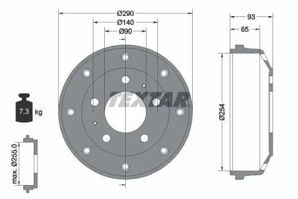 Handler.Part Brake drum TEXTAR 94011600 1