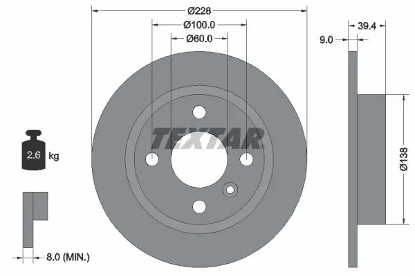 Handler.Part Brake disc TEXTAR 92082800 1