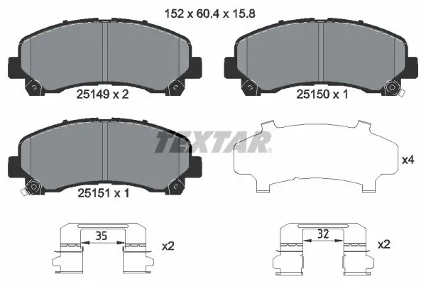 Handler.Part Brake pad set, disc brake TEXTAR 2514901 1