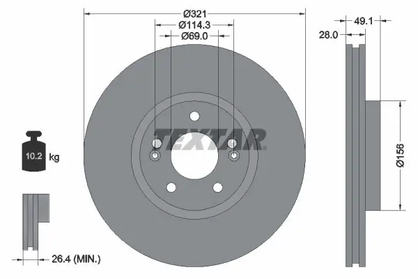 Handler.Part Brake disc TEXTAR 92166003 1