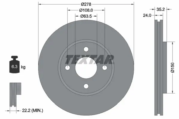 Handler.Part Brake disc TEXTAR 92131300 1