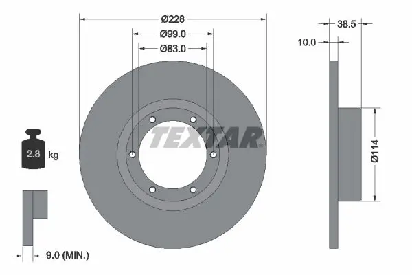 Handler.Part Brake disc TEXTAR 92009200 1