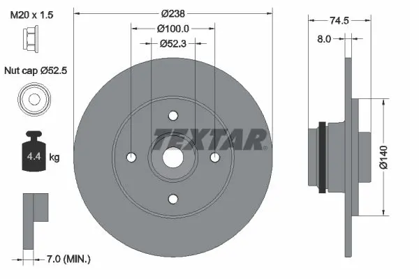 Handler.Part Brake disc TEXTAR 92231700 1