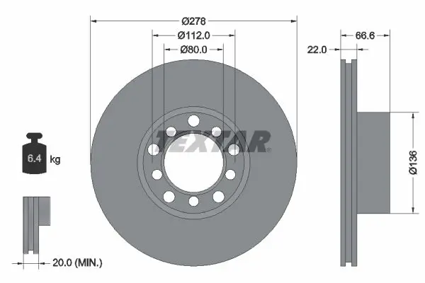 Handler.Part Brake disc TEXTAR 92009800 1