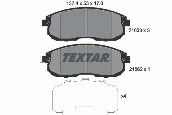 Handler.Part Brake pad set, disc brake TEXTAR 2163301 1