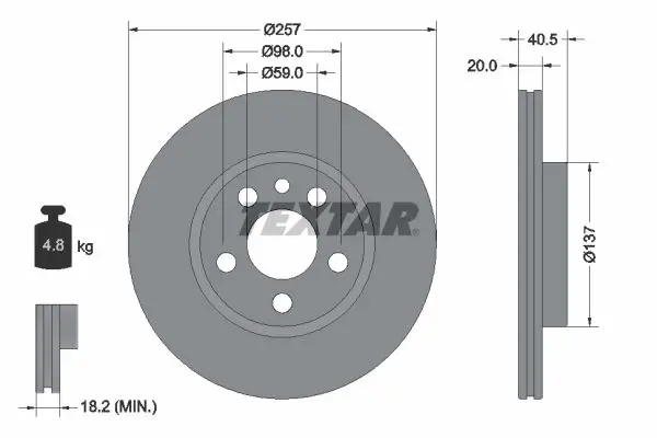 Handler.Part Brake disc TEXTAR 92088000 1