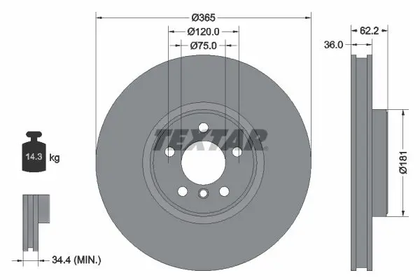 Handler.Part Brake disc TEXTAR 92161003 1