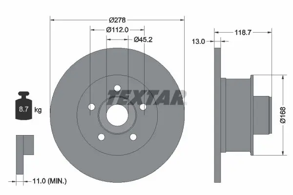 Handler.Part Brake disc TEXTAR 92022000 1