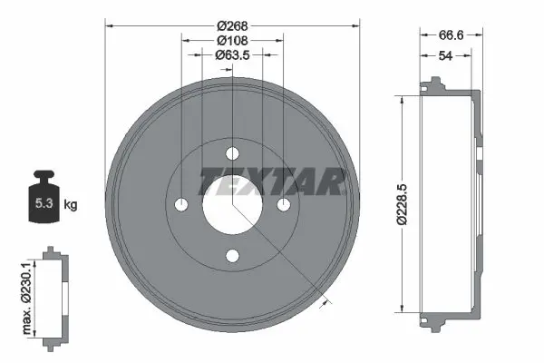 Handler.Part Brake drum TEXTAR 94013100 1