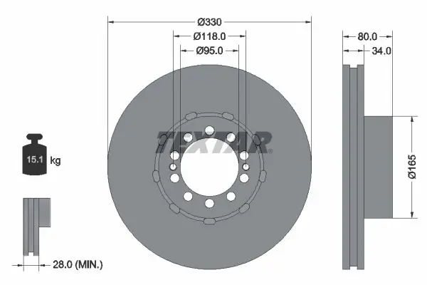 Handler.Part Brake disc TEXTAR 93192600 1