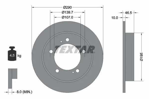 Handler.Part Brake disc TEXTAR 92066003 1