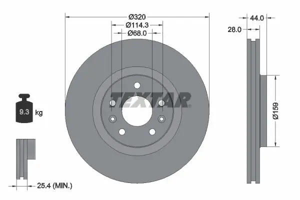 Handler.Part Brake disc TEXTAR 92195403 1