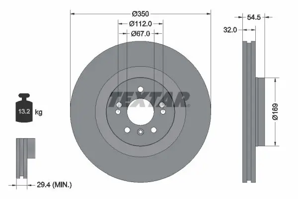 Handler.Part Brake disc TEXTAR 92150703 1