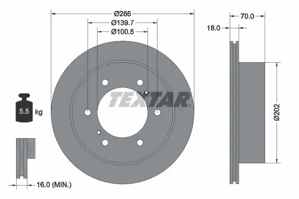 Handler.Part Brake disc TEXTAR 92198303 1