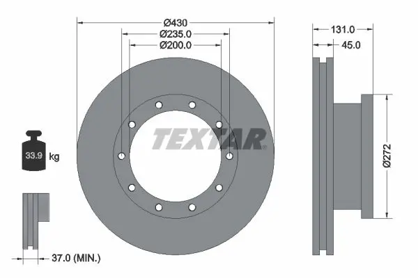 Handler.Part Brake disc TEXTAR 93086700 1