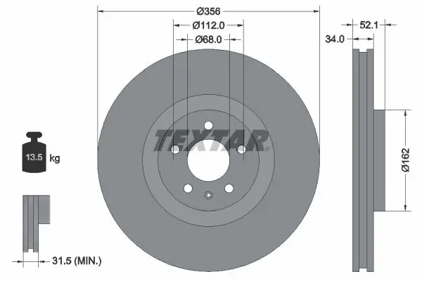 Handler.Part Brake disc TEXTAR 92238203 1