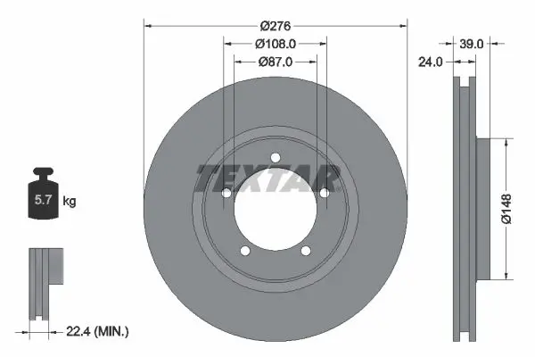 Handler.Part Brake disc TEXTAR 92110600 1