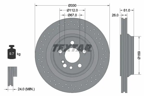 Handler.Part Brake disc TEXTAR 92124300 1