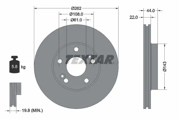 Handler.Part Brake disc TEXTAR 92065000 1