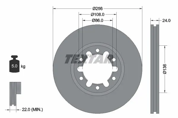 Handler.Part Brake disc TEXTAR 92136200 1