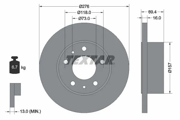 Handler.Part Brake disc TEXTAR 93104700 1