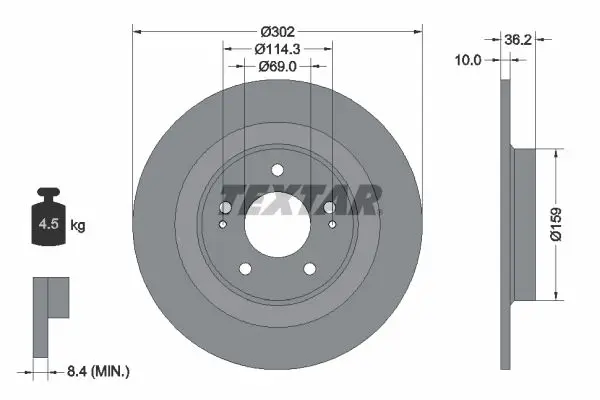 Handler.Part Brake disc TEXTAR 92267403 1