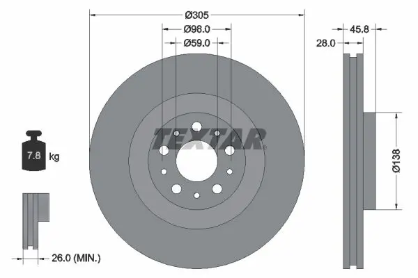 Handler.Part Brake disc TEXTAR 92237600 1