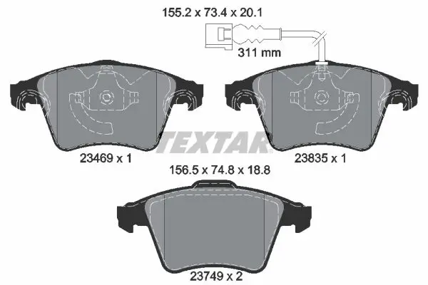 Handler.Part Brake pad set, disc brake TEXTAR 2346901 1