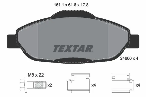 Handler.Part Brake pad set, disc brake TEXTAR 2466001 1