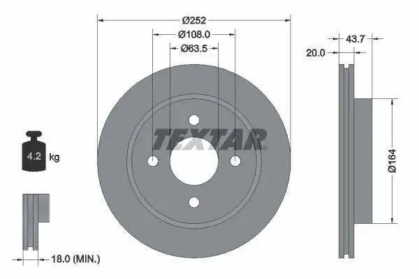 Handler.Part Brake disc TEXTAR 92063600 1