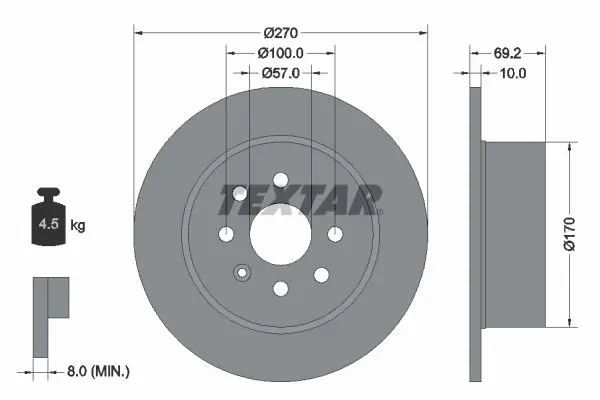 Handler.Part Brake disc TEXTAR 92075503 1