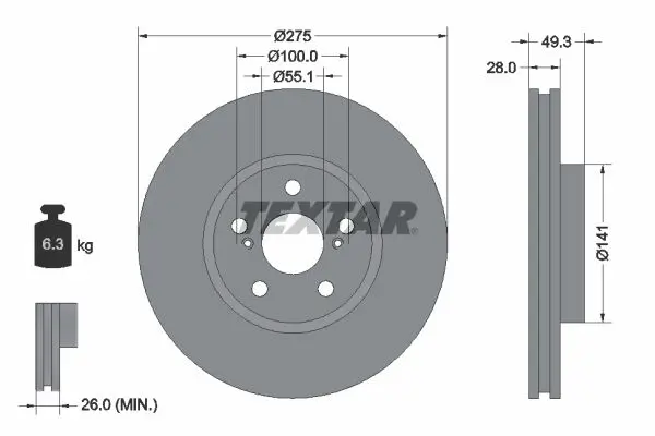 Handler.Part Brake disc TEXTAR 92142003 1