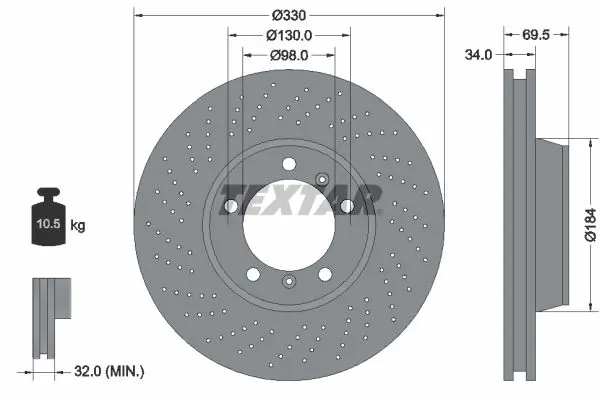 Handler.Part Brake disc TEXTAR 92149905 1