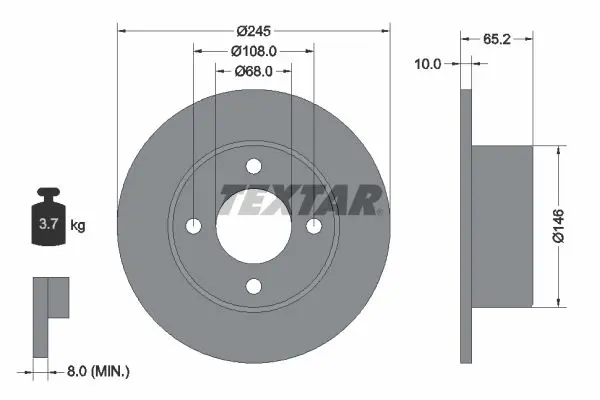 Handler.Part Brake disc TEXTAR 92054300 1